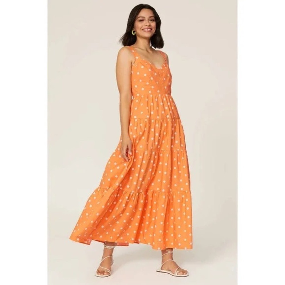 Color Me Courtney Cutie Maxi Orange Polk Dot Dress Women's Size 10